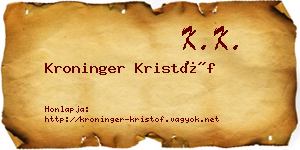 Kroninger Kristóf névjegykártya